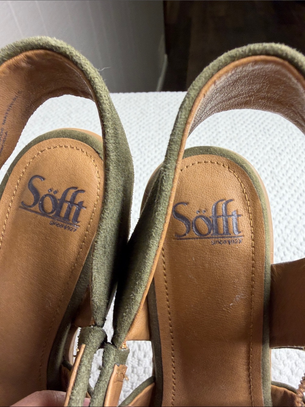 Söfft Coryn Olive Green Suede Block Heel Strappy Sandals Buckle Size 8.5M Boho - Picture 5 of 12